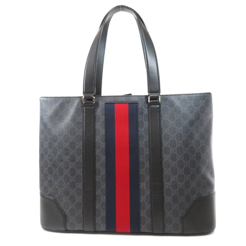 Gucci GG navy bag tote prominent canvas red Supreme Web